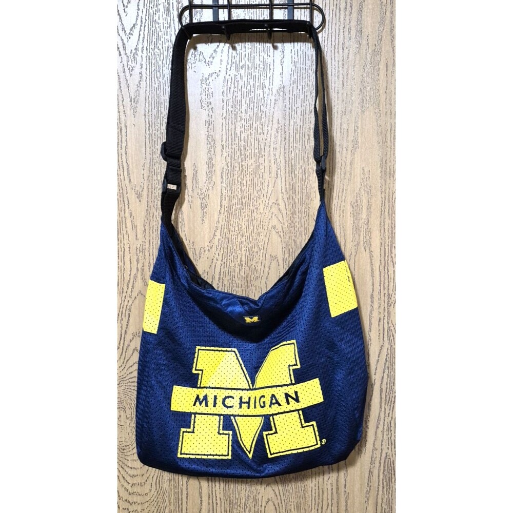 University Of Michigan Blue Yellow Jersey Saddle Bag Adjustable Strap Zip